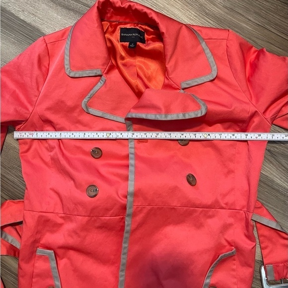 Banana Republic Coral Tan Trench Coat Sz M - Picture 9 of 12